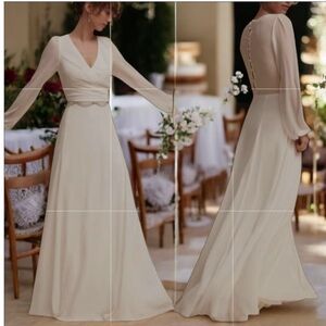 Watters x BHLDN Nova 0 & 4 Off White Chiffon Wedding Maxi Gown